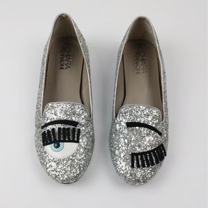 Chiara Ferragni Silver Glitter 'Flirting' Flats